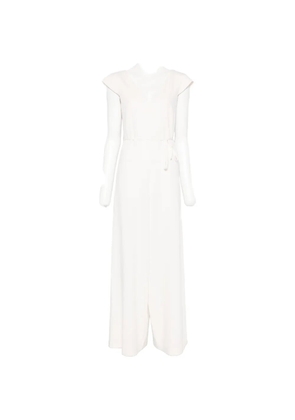 Herno belted V-neck jumpsuit - White