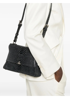 Vivienne Westwood Orb-detail snakeskin-effect shoulder bag - Grey