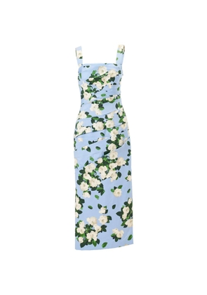 Carolina Herrera rose-print draped midi dress - Blue