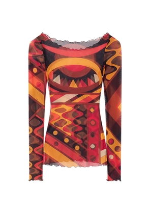 PUCCI Vivara-print tulle top - Orange