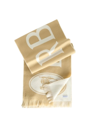 Burberry logo-intarsia fringed scarf - Neutrals