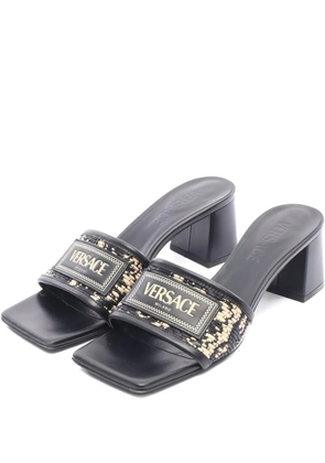 Versace Pre-Owned 2010s logo fabric sandals - Black