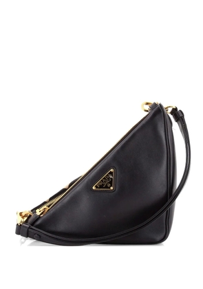 Prada Pre-Owned Double Symbole Triangle Bag Leather and Jacquard Mini shoulder bag - Black