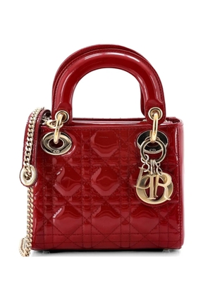 Christian Dior Pre-Owned Lady Dior Chain Bag Cannage Quilt Patent Mini satchel - Red