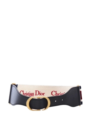 Christian Dior Pre-Owned 2021 Leather and Embroidered Canvas Wide belt - Black
