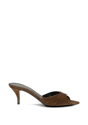 Saint Laurent 60mm Babylone ruched-leather heeled mules - Brown