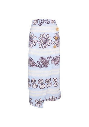 Cala de la Cruz floral-print wrap skirt - Blue