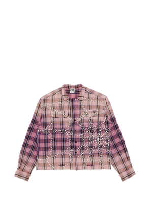 VALE FOREVER Piggy Bank crystal-embellished plaid-pattern shirt - Pink