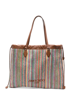 Jimmy Choo chevron drawstring tote bag - Brown