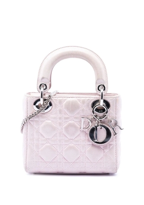 Christian Dior Pre-Owned 2015 Mini Iridescent Lambskin Cannage Lady Dior satchel - Pink