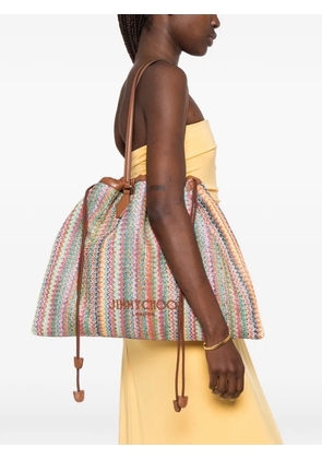 Jimmy Choo chevron drawstring tote bag - Brown