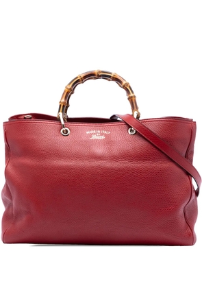 Gucci Pre-Owned 2016-2026 Large Calfskin Bamboo Shopper satchel - Red