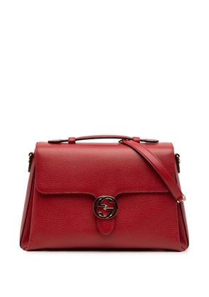 Gucci Pre-Owned 2016-2026 Medium Dollar Calf Interlocking G satchel - Red