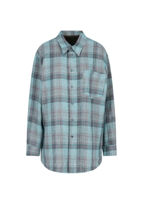 Magliano check-pattern linen shirt - Blue
