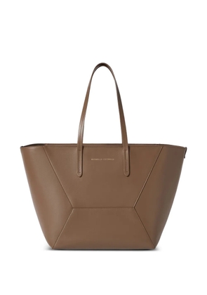 Brunello Cucinelli BC Duo bag in calfskin with monili - Brown