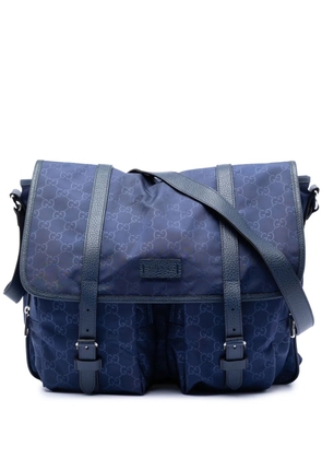 Gucci Pre-Owned 2016-2025 GG Nylon Double Buckle Flap Messenger Bag crossbody bag - Blue