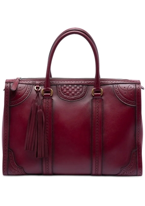 Gucci Pre-Owned 2016-2026 Microguccissima Trimmed Brogue Duilio boston bag - Red