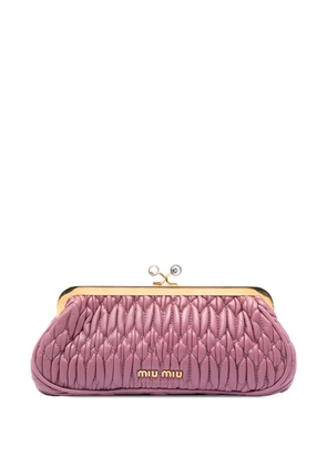 Miu Miu Pre-Owned 2010-2026 Matelasse Nappa Kiss Lock Frame clutch bag - Pink