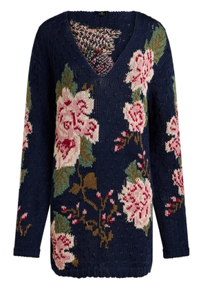 ETRO floral-jacquard cotton jumper - Blue