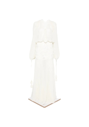 NISSA floral-appliqué maxi dress - Neutrals