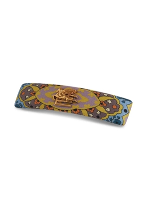 ETRO Pegaso-motif silk hair clip - Yellow