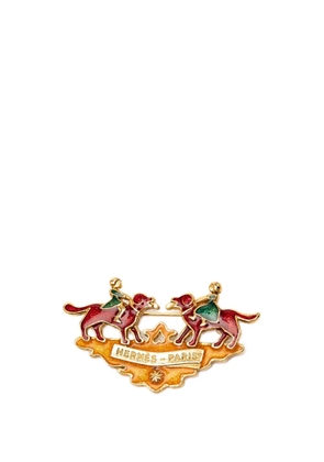 Hermès Pre-Owned 1990-2010 Gold Plated Enamel Children And Dogs Brooch costume brooch