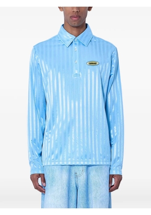 Metalwood Studio striped logo-patch polo shirt - Blue