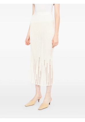 Uma Wang frayed midi skirt - Neutrals
