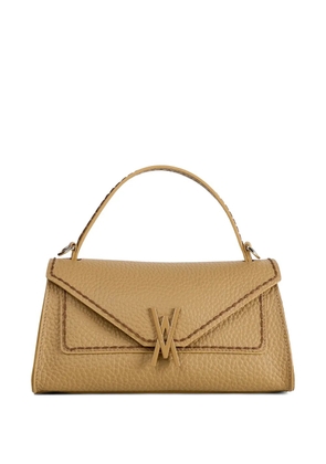 VISONA` grainy-leather whipstitch-trim tote bag - Neutrals