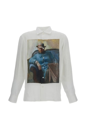 Junya Watanabe MAN graphic-print linen shirt - White