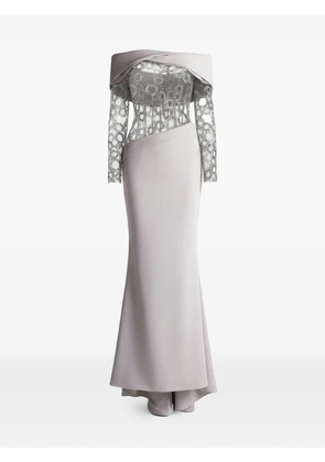 Gattinolli by Marwan off-shoulder embroidered gown - Grey