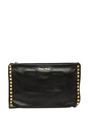 Miu Miu Pre-Owned 2010-2025 Studded Leather Zip clutch bag - Black