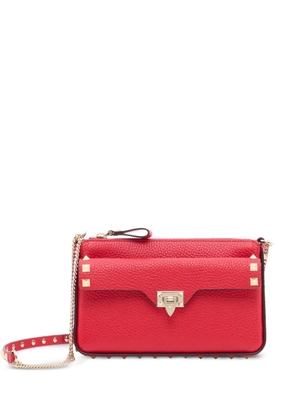 Valentino Garavani Rockstud chain pouch in grainy calfskin - Red