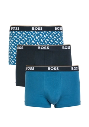 BOSS logo-waistband geometric-print boxer briefs set of 3 - Blue