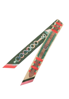 Hermès Pre-Owned 2020-2026 Inventaire Poetique de Brides a Bloc Silk Twilly Scarf scarves - Green