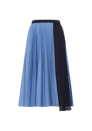sacai draped-detail pleated midi skirt - Blue