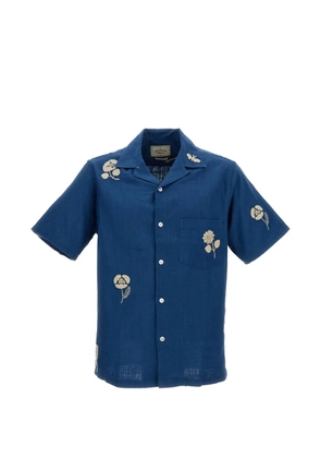 Portuguese Flannel floral-embroidered camp-collar shirt - Blue