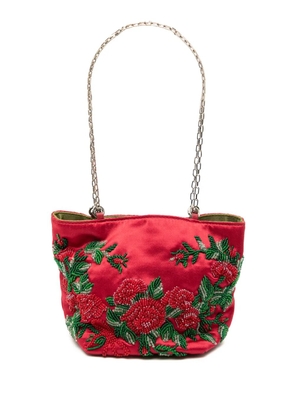 Valentino Garavani Pre-Owned 20th Century Micro Beaded Satin Floral Chain tote bag - Red