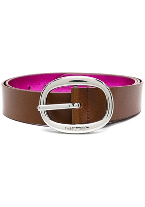 Diesel oval-buckle leather belt - Brown