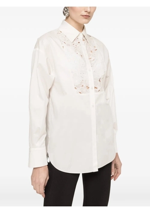 NISSA floral-embroidered shirt - White