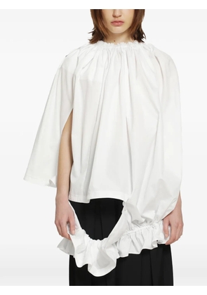 Comme Des Garçons gathered ruffled cotton blouse - White