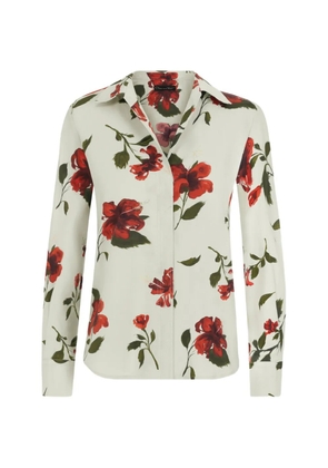 Oscar de la Renta hibiscus cotton poplin blouse - Blue