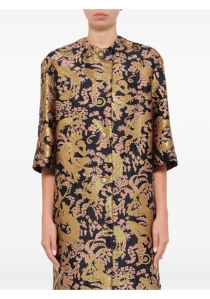 Lanvin jacquard-patterned button-front coat - Gold