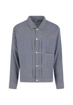 TAIGA TAKAHASHI pleated herringbone jacket - Blue