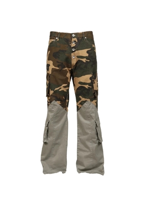 JUN/NAKAYAMA camouflage-print panelled cargo pants - Green