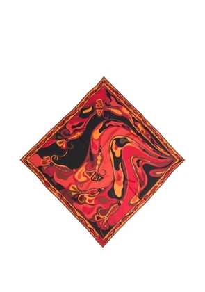 PUCCI Orchidee-print silk carrè scarf - Red
