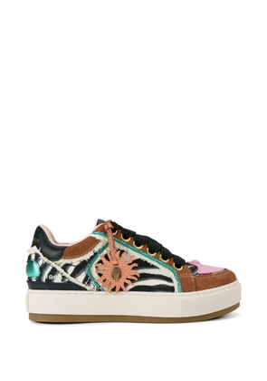 Kurt Geiger London zebra print sunbeam tag sneakers - Brown