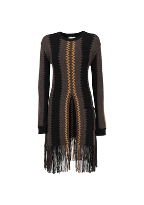 Sonia Rykiel Pre-Owned zig-zag fringed dress - Brown