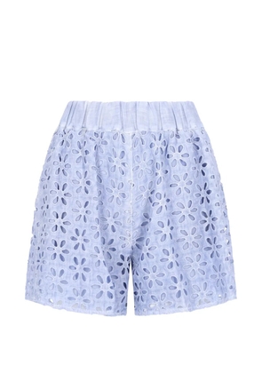 120% Lino broderie-anglaise cotton shorts - Blue