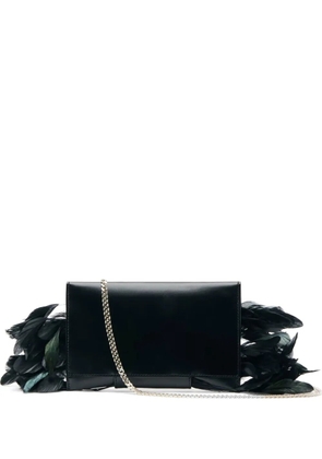 Patrizia Pepe feather-trim clutch bag - Black